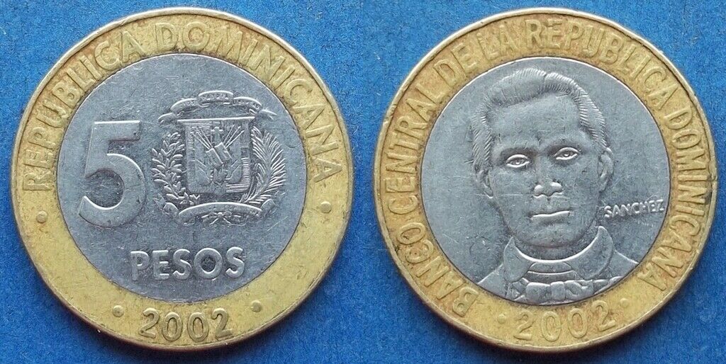 DOMINICAN REPUBLIC - 5 pesos 2002 KM# 89 bi-metallic - Edelweiss Coins - Fresh Stock Dated December 2025