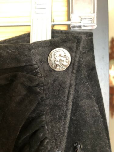 Vintage 80s Positano Pelle Black Leather Suede Long Skirt Fringe Boho Western - Fresh Stock Dated February 2026