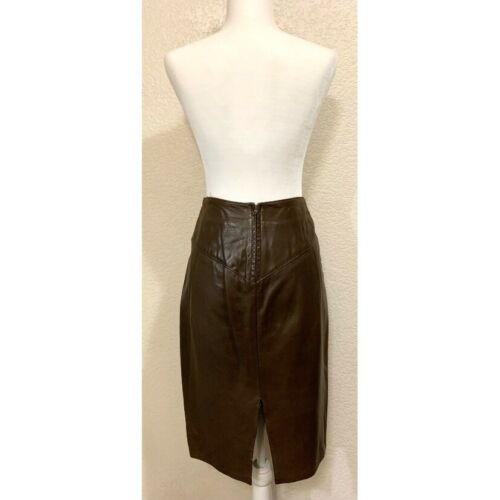 Lanna Vintage 80s Soft Brown Leather Pencil Skirt Women's size: 8 - Fresh Stock Dated February 2026