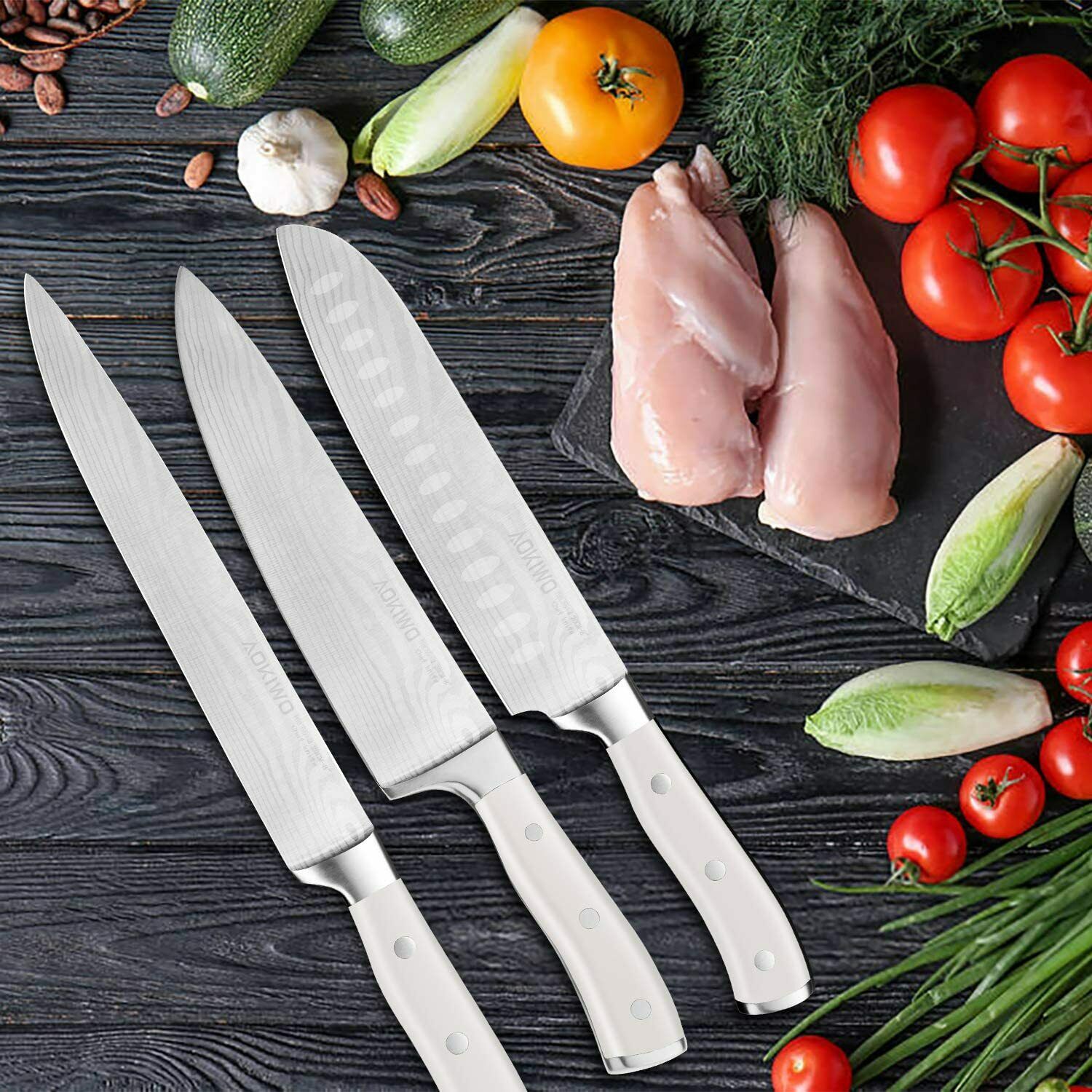 Knife Set, 21-Piece Kitchen Knife Set with Block Wooden German Stainless Steel - Fresh Stock Dated December 2025