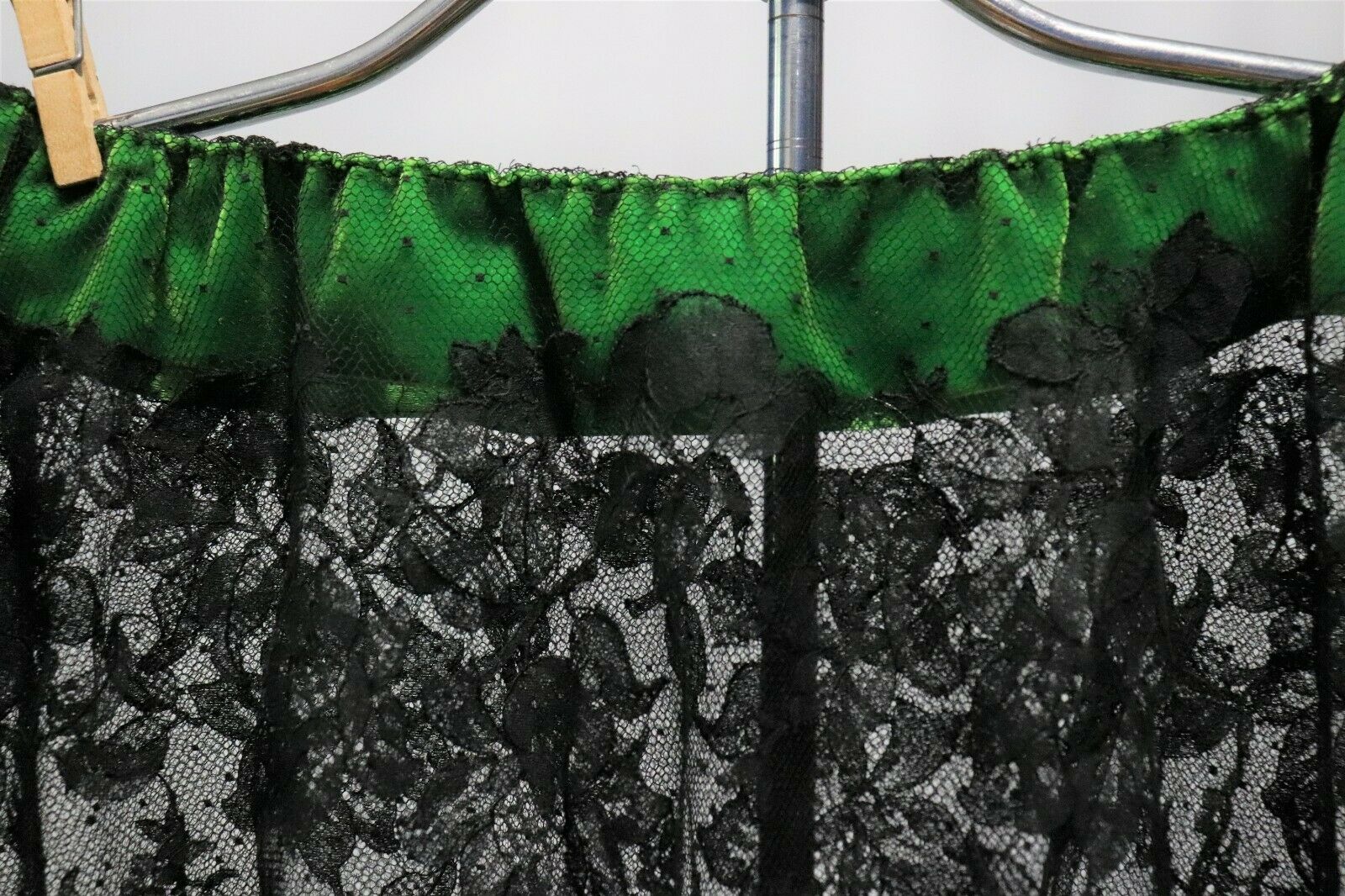 Vintage Antique Black Lace Skirt Green Velvet Ribbon - Fresh Stock Dated February 2026