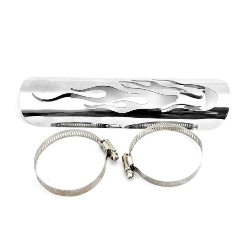 Motorcycle Exhaust Muffler Pipe Heat Shield Cover Heel Guard Universal Chrome - Fresh Stock Dated February 2026