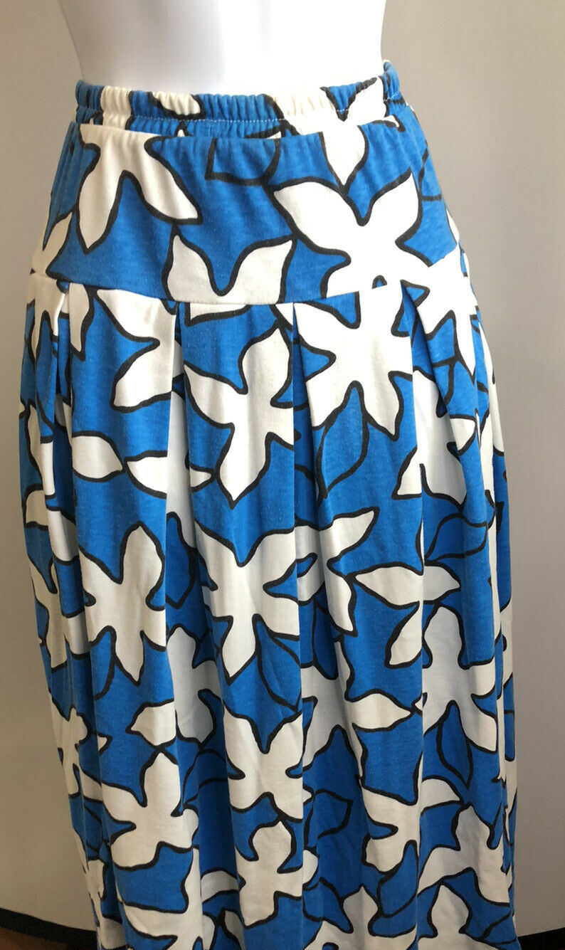 Vintage Panther Skirt Blue White Elastic Waist Flowers Size Medium - Fresh Stock Dated December 2025