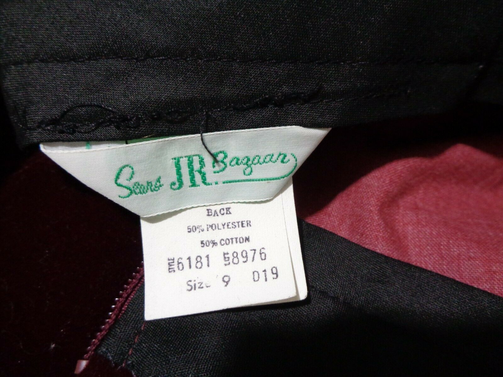 70s SEARS JR BAZAAR MAROON VELVETEEN FROG WAIST TRIM A-LINE MAXI SKIRT S/M - Fresh Stock Dated February 2026