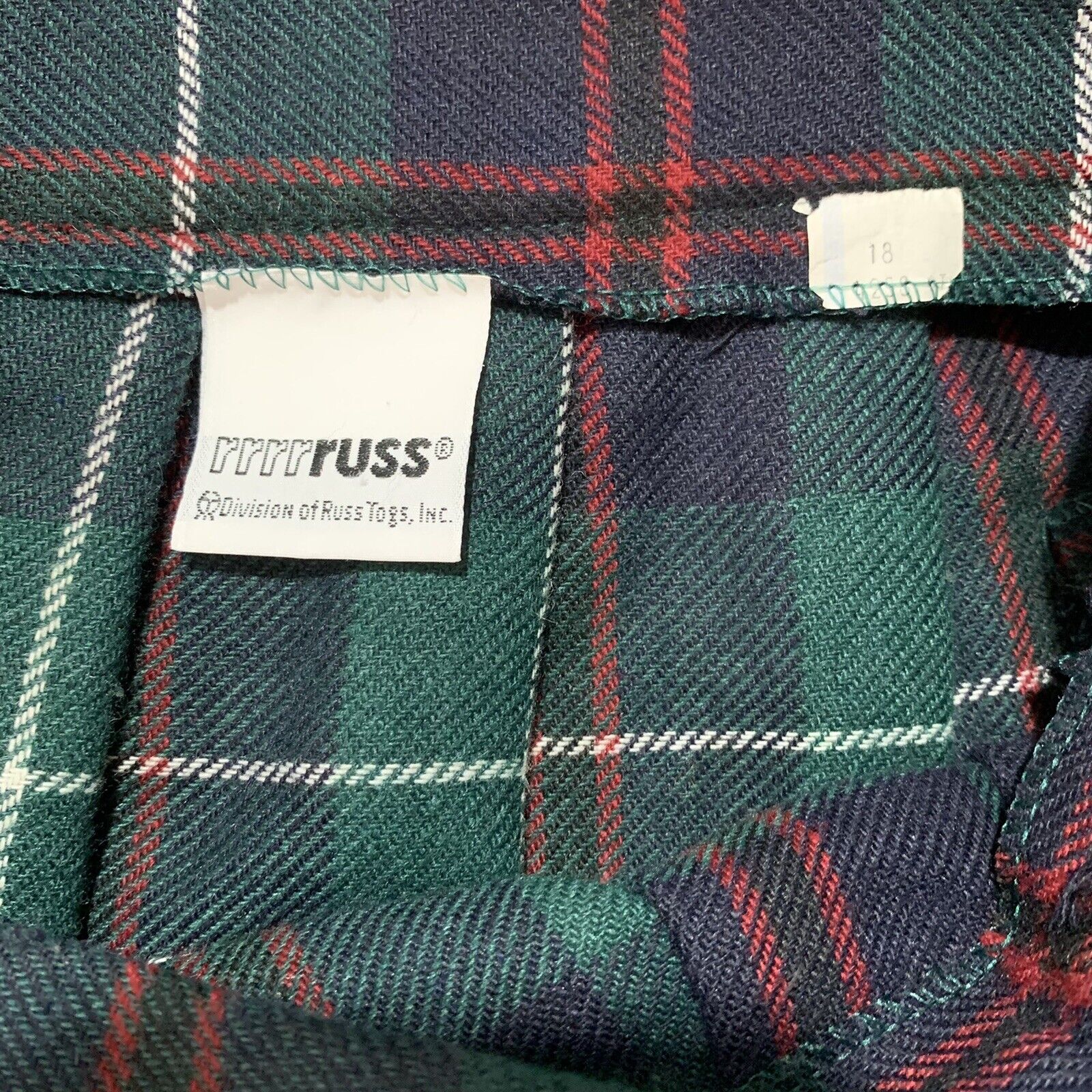 Vintage Rrrrruss Russ Togs Womens XL Pleated Wool Skirt Green Red Blue - Fresh Stock Dated March 2026