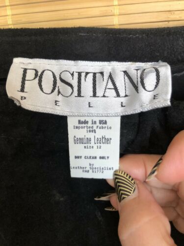 Vintage 80s Positano Pelle Black Leather Suede Long Skirt Fringe Boho Western - Fresh Stock Dated February 2026