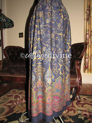 Exquisite Polo Ralph Lauren Golden Blue Scrolls Vtg Wool Full Skirt, made in USA - Fresh Stock Dated February 2026