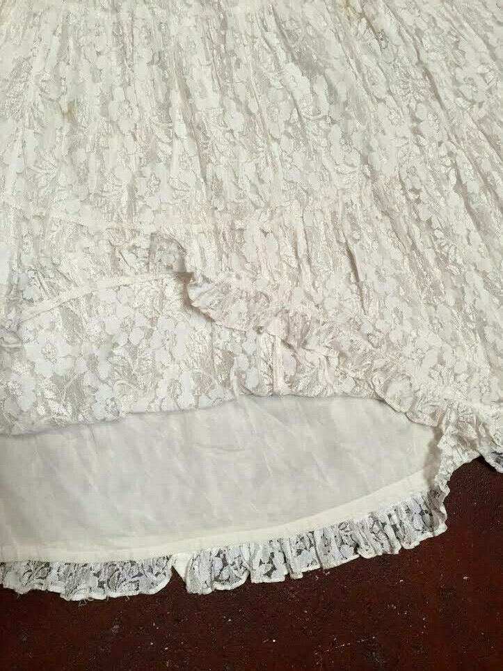 Vtg. 70s Nostalgia~soft-White Lace~Full~tiered Skirt~Long~11/12~Wedding~Party - Fresh Stock Dated February 2026