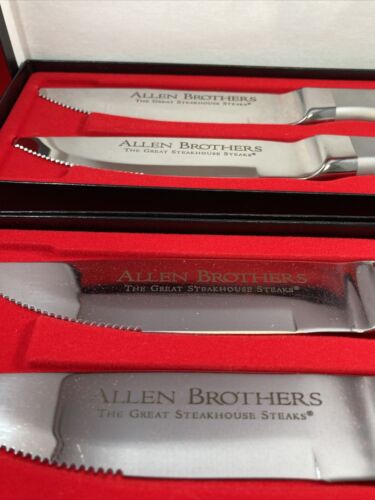 Set 4 Allen Brothers Steaks Knives Two 2 Box Sets “The Great Steakhouse Steaks” - Fresh Stock Dated December 2025