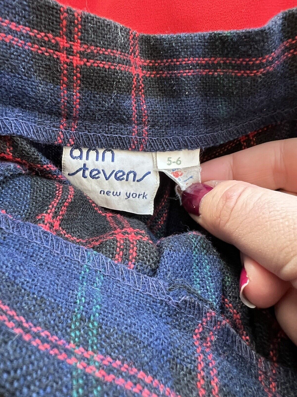 Vintage 70s Navy High Waist WOOL Plaid Ruffle Midi Full Prairie Skirt XS - Fresh Stock Dated March 2026