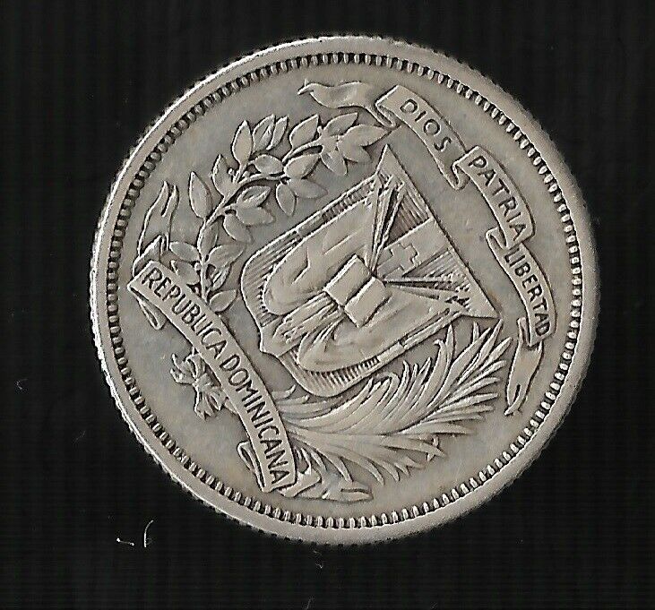 DOMINICAN REPUBLIC COIN 25 CENTAVOS 1939 p AU - Fresh Stock Dated December 2025