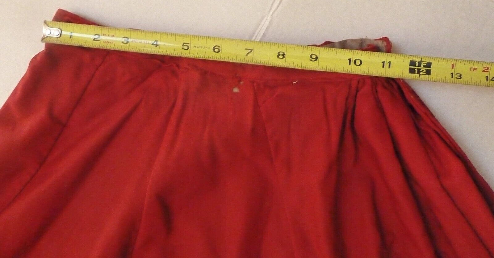 Antique Victorian 1800s Heavy Red Maxi Skirt Ruffle Black Velvet Trim Prairie - Fresh Stock Dated March 2026