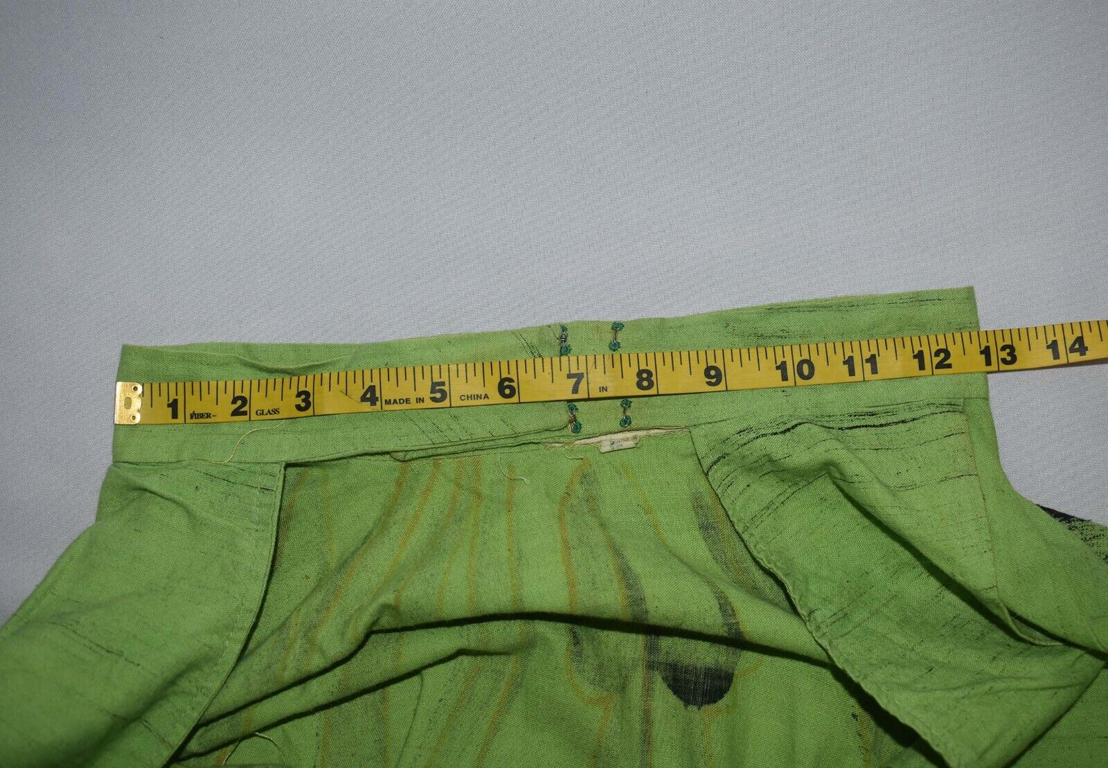 Vintage Circa 1950s Tel Art Mexican Painted Skirt Lime Tone Green XS S As Is - Fresh Stock Dated March 2026