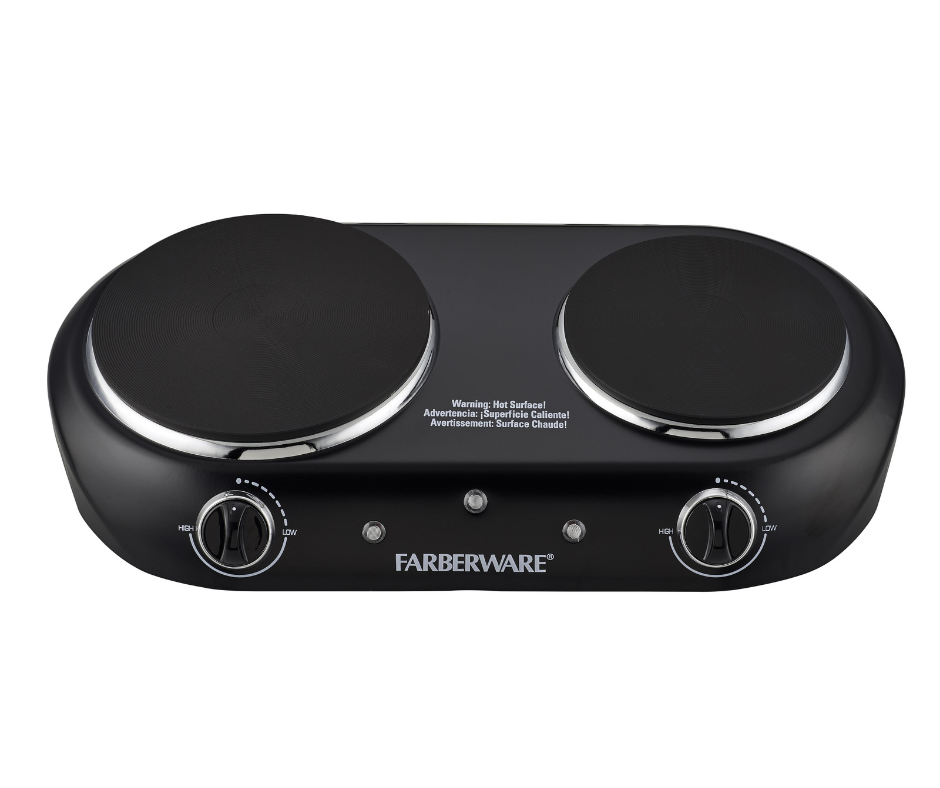 Electric Stove Cooktop Burner 1800W Hot Plate Portable 2 Burners Kitchen Cooking - Fresh Stock Dated December 2025