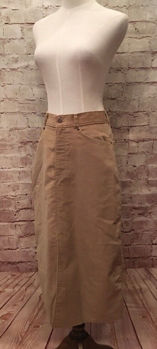 Vintage 80s H.I.S. Chic Tan Velvet Jean Straight Pencil Midi Skirt  Size 8/9 - Fresh Stock Dated March 2026