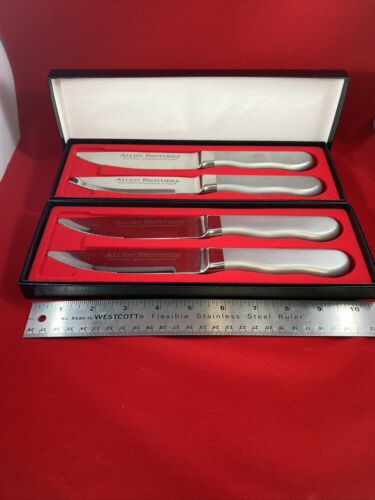 Set 4 Allen Brothers Steaks Knives Two 2 Box Sets “The Great Steakhouse Steaks” - Fresh Stock Dated December 2025