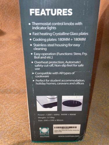 Cusimax Infrared Cooker CMIP-C180 New - Fresh Stock Dated December 2025