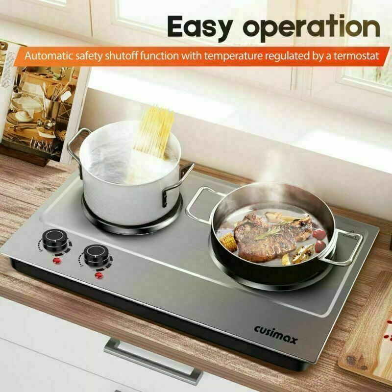 1800W Double Hot Plate Countertop Burner Portable Electric Burners Stainless US - Fresh Stock Dated February 2026