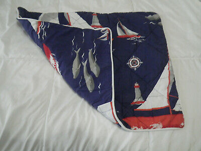 Pottery Barn Kid Nautical Sailboat STD Pillow Sham Pair Whale Lighthouse Compass - Fresh Stock Dated December 2025