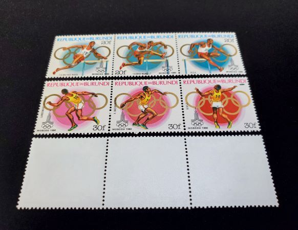 Burundi Scott #570-572 Set Strips of 3 Mint Never Hinged - Fresh Stock Dated January 2026