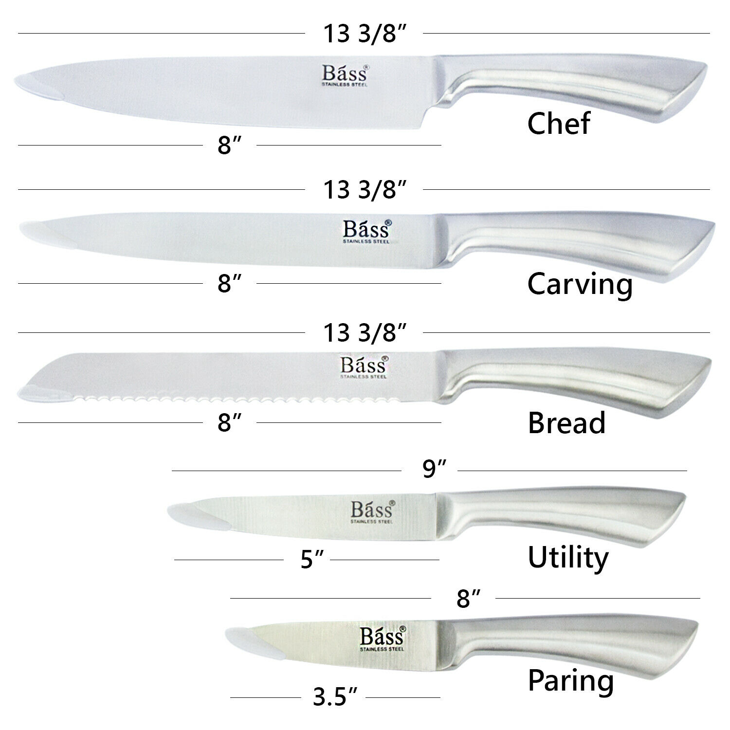 Evelyne 5 pcs Chef Cutlery Stainless Steel Kitchen Knife With Holding Block Set - Fresh Stock Dated December 2025