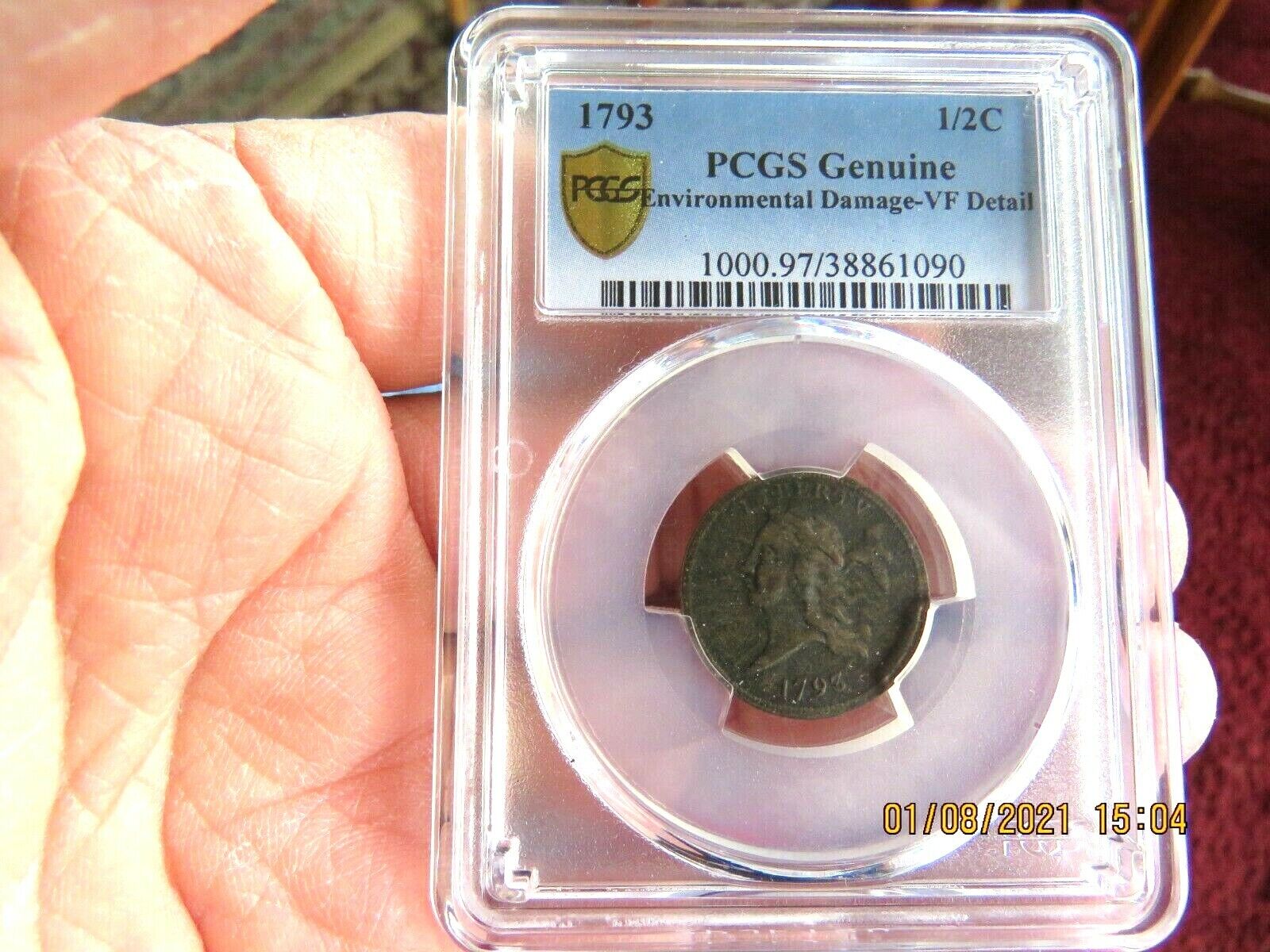 1793 HALF CENT PCGS VF Detail Looks XF First Mint Issue C1 - Fresh Stock Dated December 2025