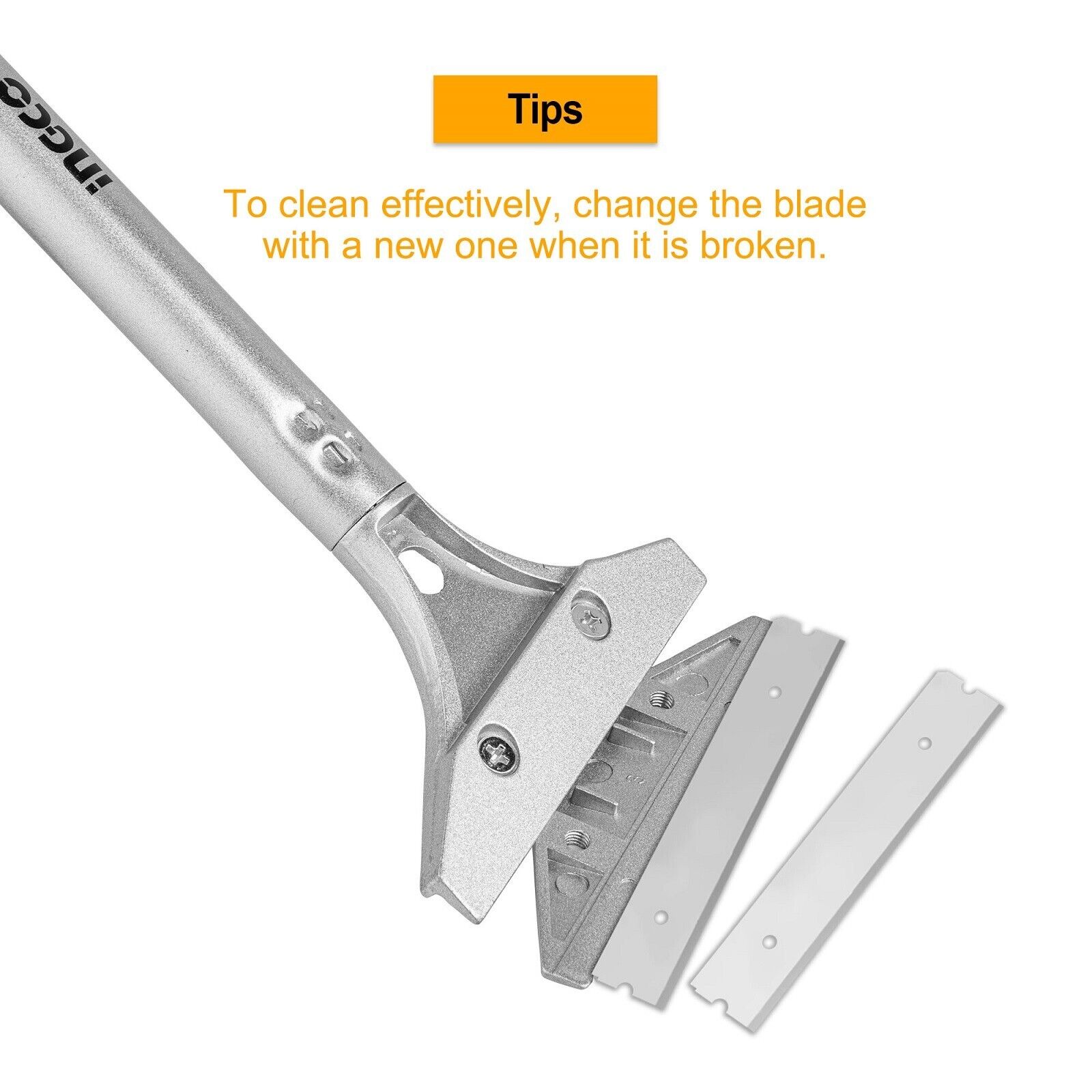 INGCO 4 Inch Razor Blade Scraper Tool with 6pcs Metal Blades - Fresh Stock Dated February 2026