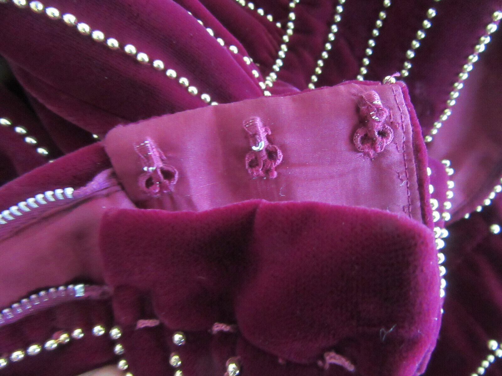 Vintage Victoria Royal Ltd Formal Evening Velvet Quilted Burgundy w/ Gold Beads - Fresh Stock Dated March 2026