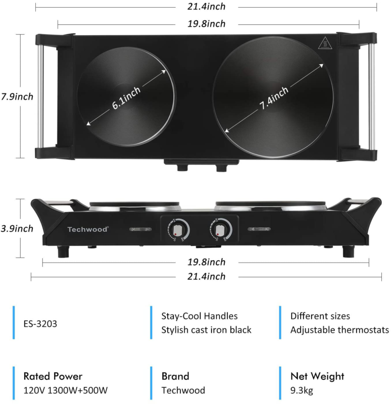 Techwood Hot Plate Electric Single Burner 1800W Portable Burner For Cooking With - Fresh Stock Dated December 2025