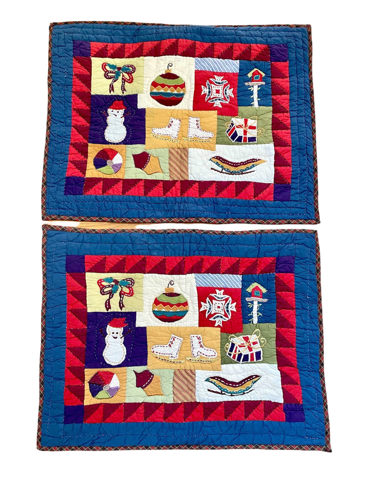 Pair Pottery Barn Collector’s Quilted pillow Shams Farmhouse Patchwork Christmas - Fresh Stock Dated February 2026