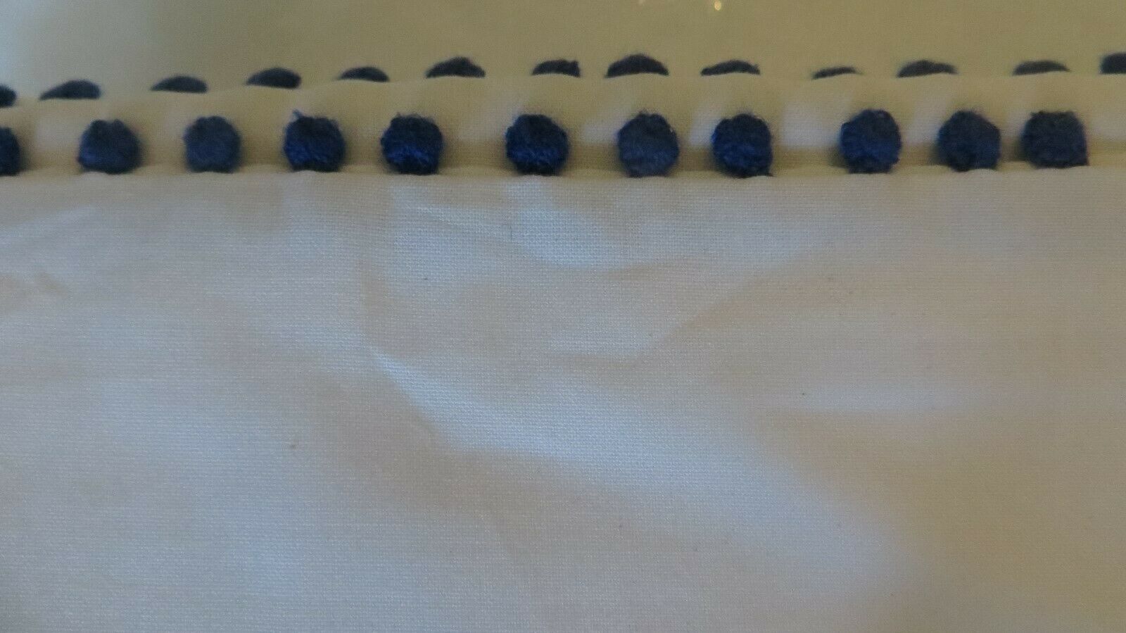 Pottery Barn SET 2 Organic pillowcase cover Dot Trim navy blue school dorm pom - Fresh Stock Dated December 2025