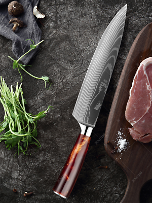 XITUO 1-10PCS  kitchen knives Set Laser Damascus pattern chef knife Sharp Santok - Fresh Stock Dated December 2025