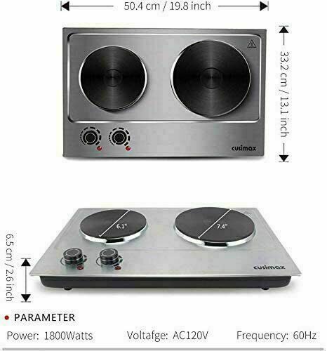 1800W Double Hot Plate Countertop Burner Portable Electric Burners Stainless US - Fresh Stock Dated February 2026