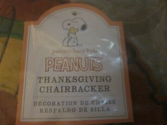 S/4 Pottery Barn Kids Peanuts Woodstock Turkey Thanksgiving Chairbacker NO MONO - Fresh Stock Dated December 2025