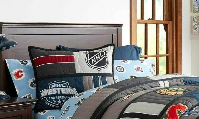 Pottery Barn NHL Western Conference Quilted Pillow Sham HOCKEY NWOT #P138 - Fresh Stock Dated December 2025