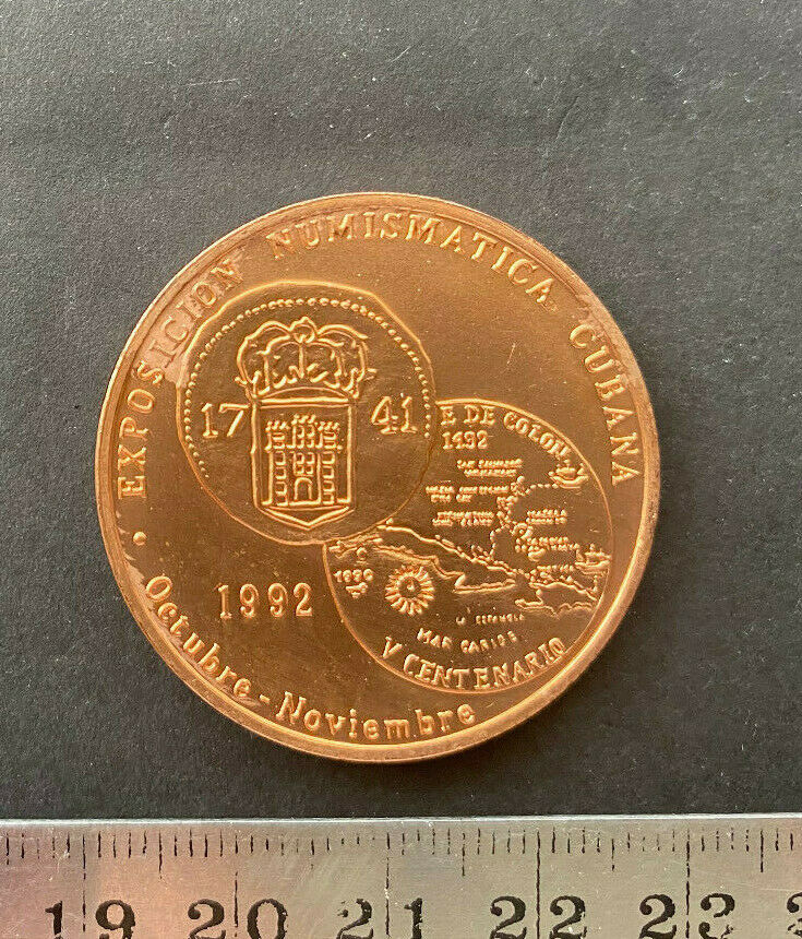 Republica Dominicana 1992, MEDALLA EXPO. SOC. NUMISMATICA DOM. yCUVANA, bronce - Fresh Stock Dated February 2026