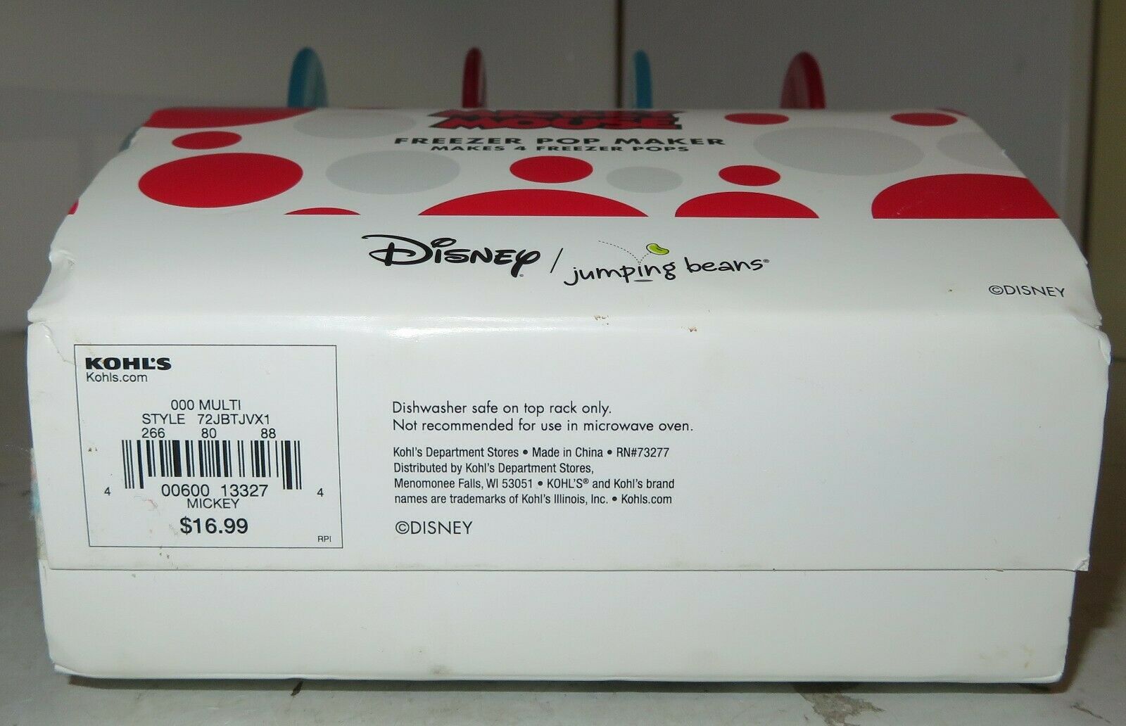 Disney Mickey Mouse Freezer Pop Maker Molds Set of 4 BPA Free New Jumping Beans - Fresh Stock Dated February 2026