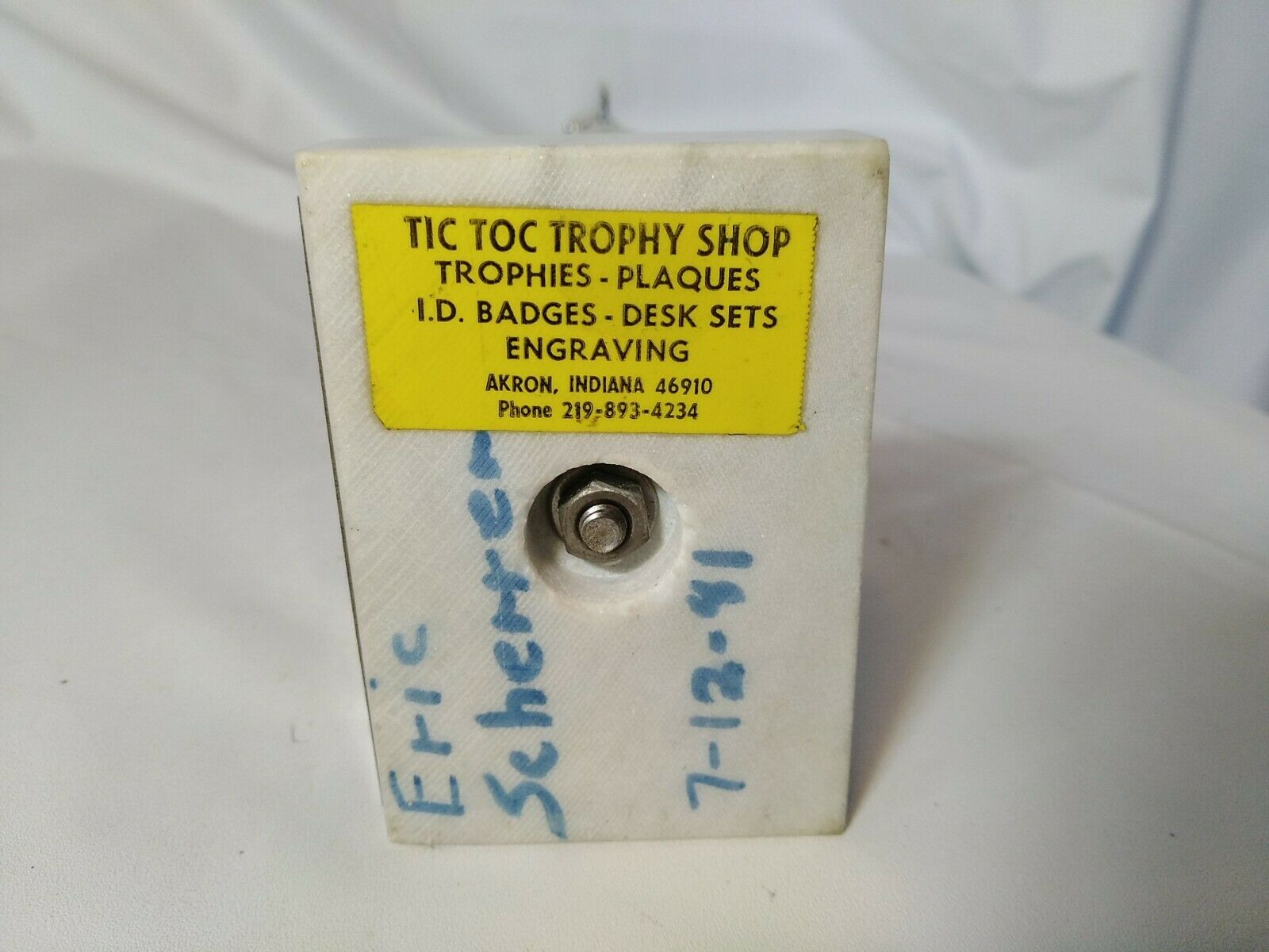 Vintage 1981 BMX Bicycle Bike Trophy Angola, IN 1st Place Novice - Fresh Stock Dated December 2025