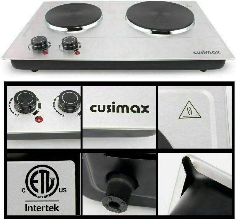 1800W Double Hot Plate Countertop Burner Portable Electric Burners Stainless US - Fresh Stock Dated February 2026