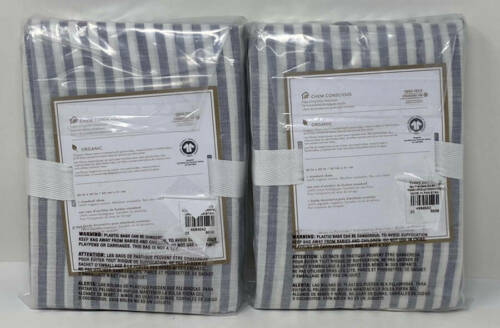 Pottery Barn Teen Washed Cotton Ruffle Stripe STANDARD Shams (2) ~ Blue - Fresh Stock Dated December 2025