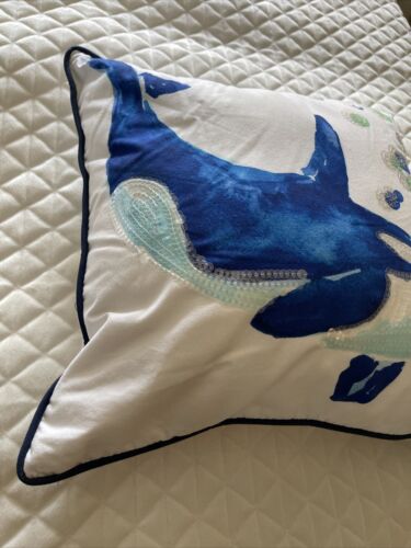 Pottery Barn Teen Sea Life Pillow Cover with Insert Orca Killer Whale Kids - Fresh Stock Dated December 2025