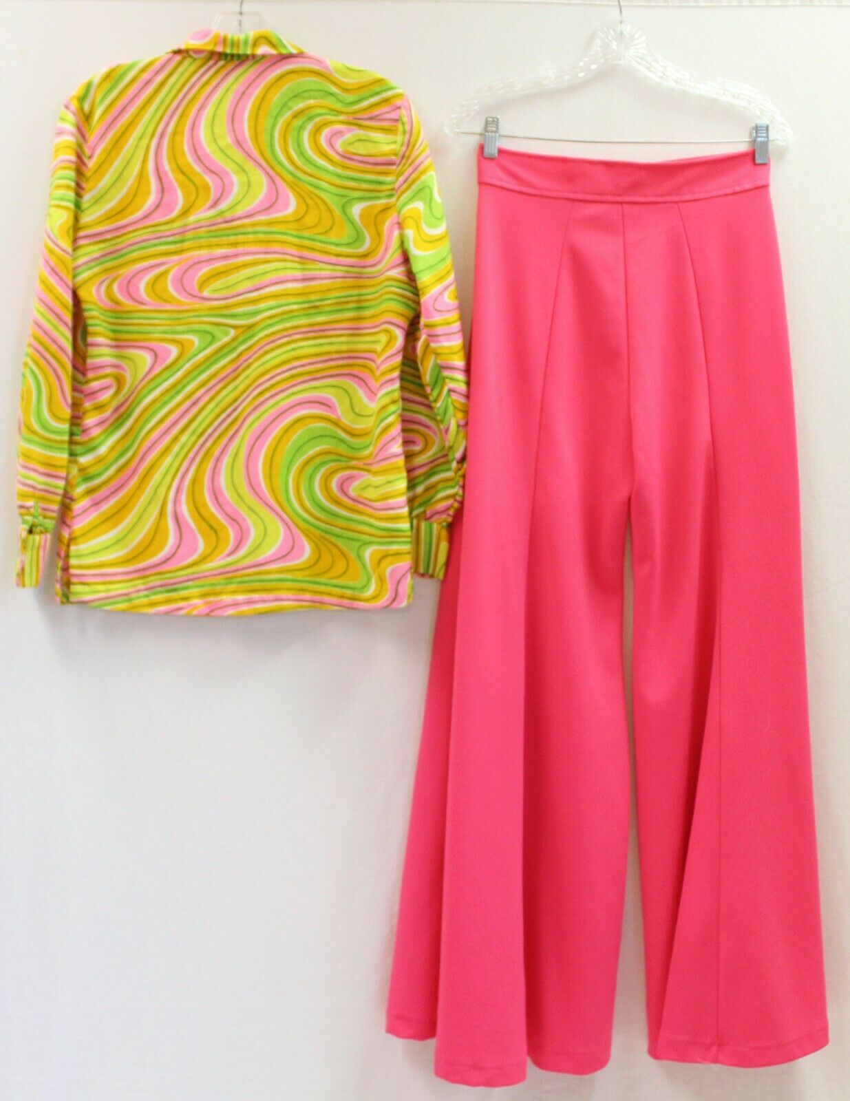Vintage Mod Retro Psychedelic Wide Leg Bell Bottoms Pants & Tunic Top Outfit Set - Fresh Stock Dated February 2026