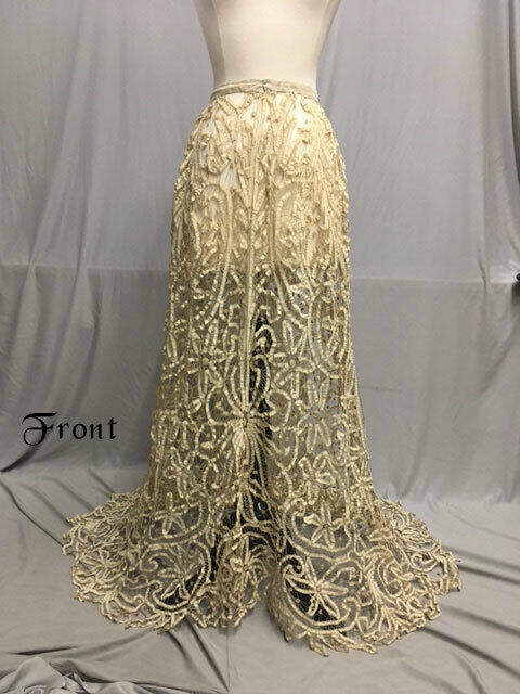 #21-089, Exquisite 1900-1908 Edwardian Handmade Tape Lace Skirt: - Fresh Stock Dated February 2026