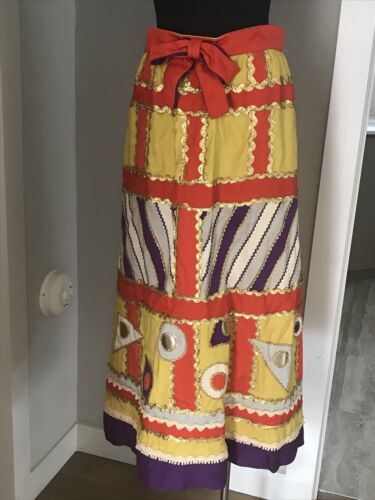 Vintage Rizkallah for Malcolm Starr 1970's Mirror Appliqué Circus Skirt S - Fresh Stock Dated February 2026