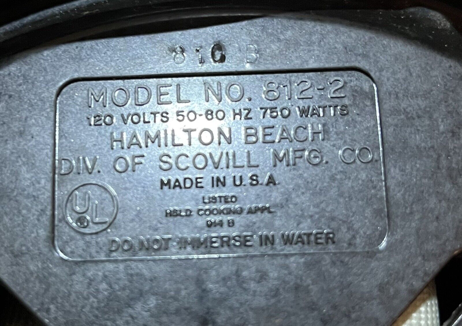 VTG Hamilton Beach Fifth Burner Portable Hot Plate Model 812-2 U.S.A. 750 Watts - Fresh Stock Dated February 2026