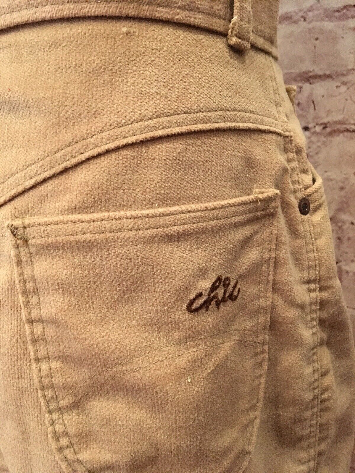 Vintage 80s H.I.S. Chic Tan Velvet Jean Straight Pencil Midi Skirt  Size 8/9 - Fresh Stock Dated March 2026