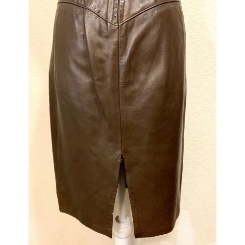 Lanna Vintage 80s Soft Brown Leather Pencil Skirt Women's size: 8 - Fresh Stock Dated February 2026