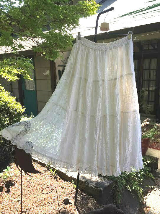 Vtg. 70s Nostalgia~soft-White Lace~Full~tiered Skirt~Long~11/12~Wedding~Party - Fresh Stock Dated February 2026