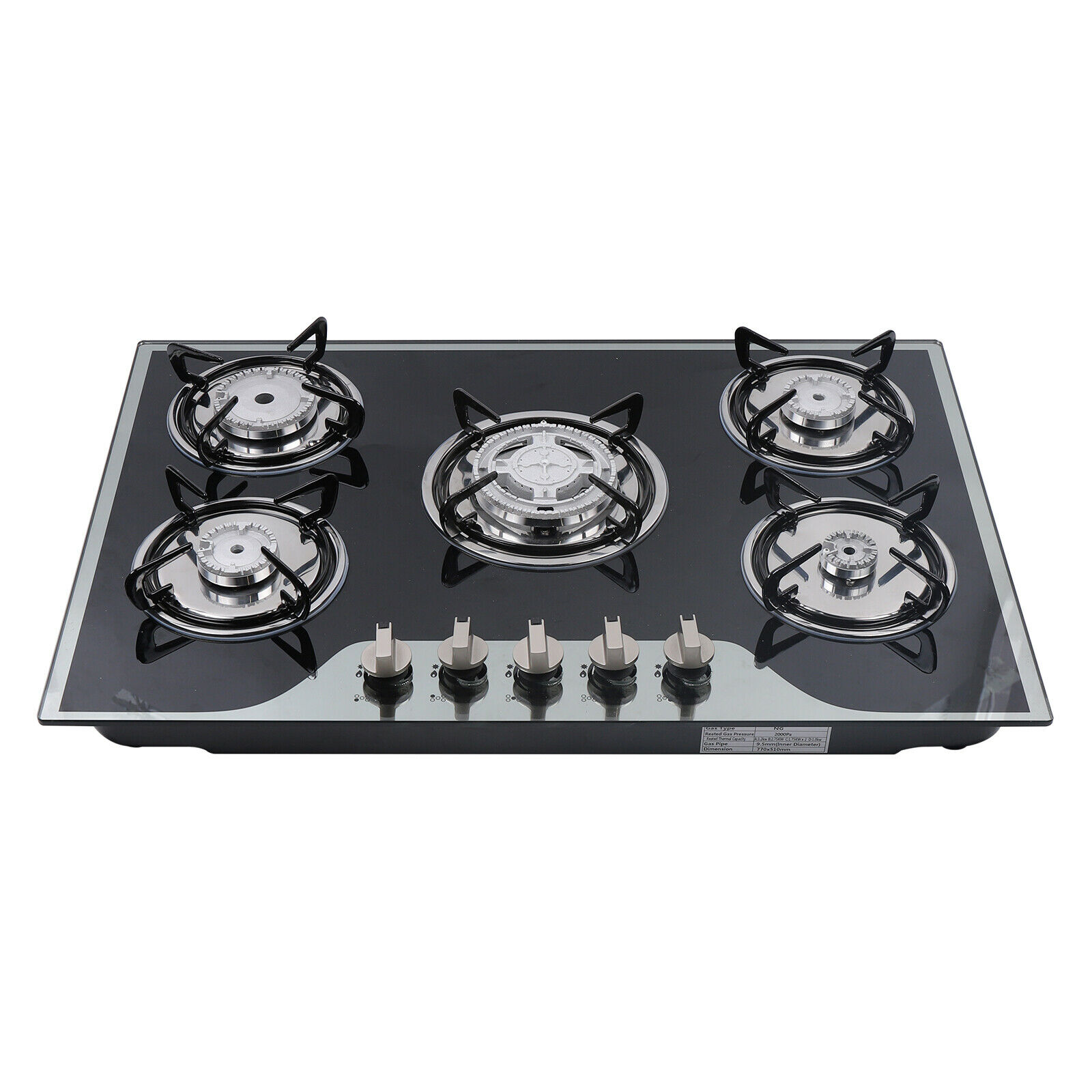 5 Burners Gas Hobs Built-in Kitchen Cooker Stove Cooktop LPG/NG Tempered Glass - Fresh Stock Dated February 2026