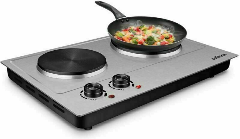 1800W Double Hot Plate Countertop Burner Portable Electric Burners Stainless US - Fresh Stock Dated February 2026